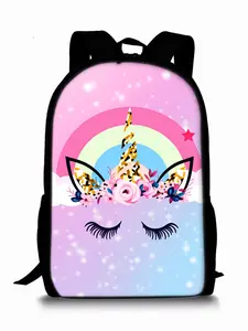 Single-layer backpack with unicorn and pony print