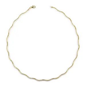 925 Sterling Silver 2mm Wavy Omega Wire Necklace - Yellow Gold, Rose Gold or Rhodium Plated Sterling Silver
