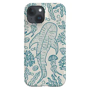Hand-Drawn Whale Shark Coral Reef Phone Case - Case for iP 8, X, 11, 12, 13, 14, 15, 16