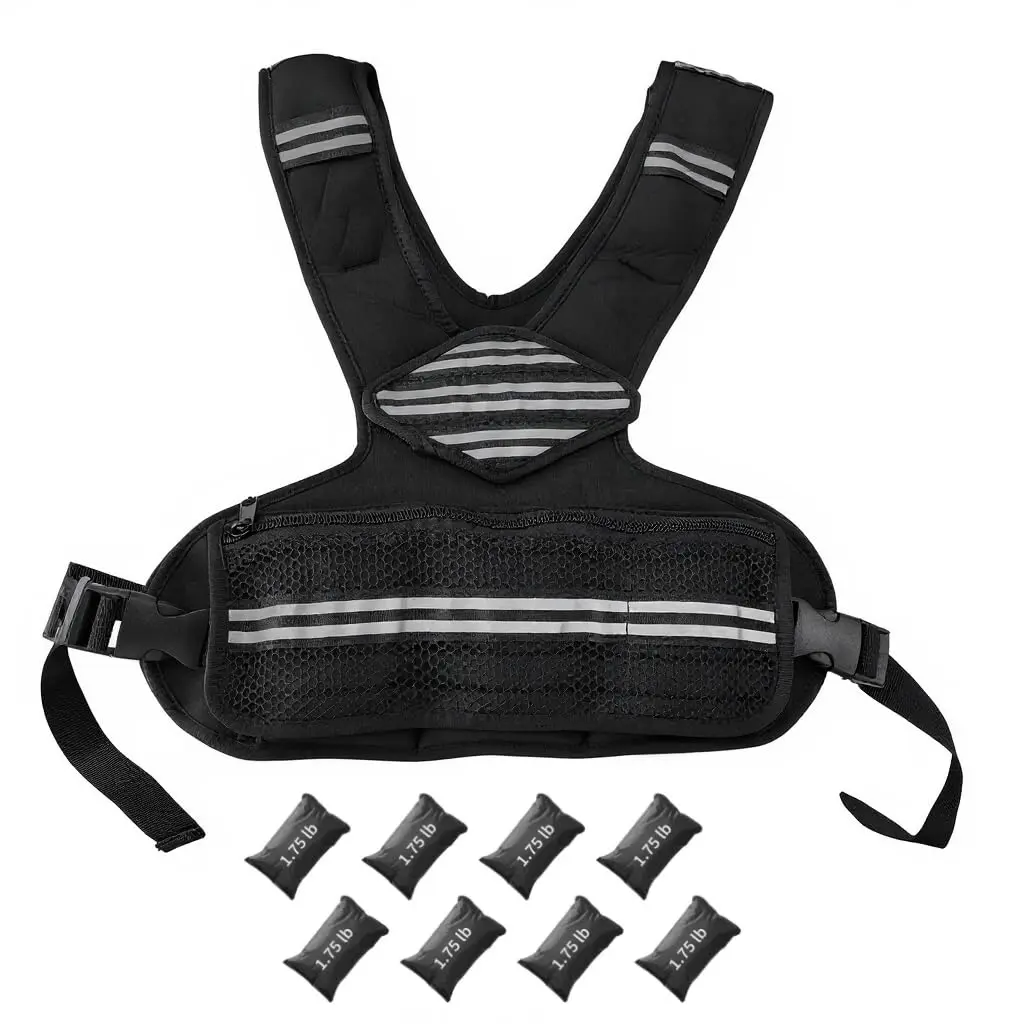 Garvee 6-30 LBS Adjustable Weight Vest for Home Gym, Wearable Weighted Vest for Jogging,Walking, Running with Reflective Strips and Mesh Pockets