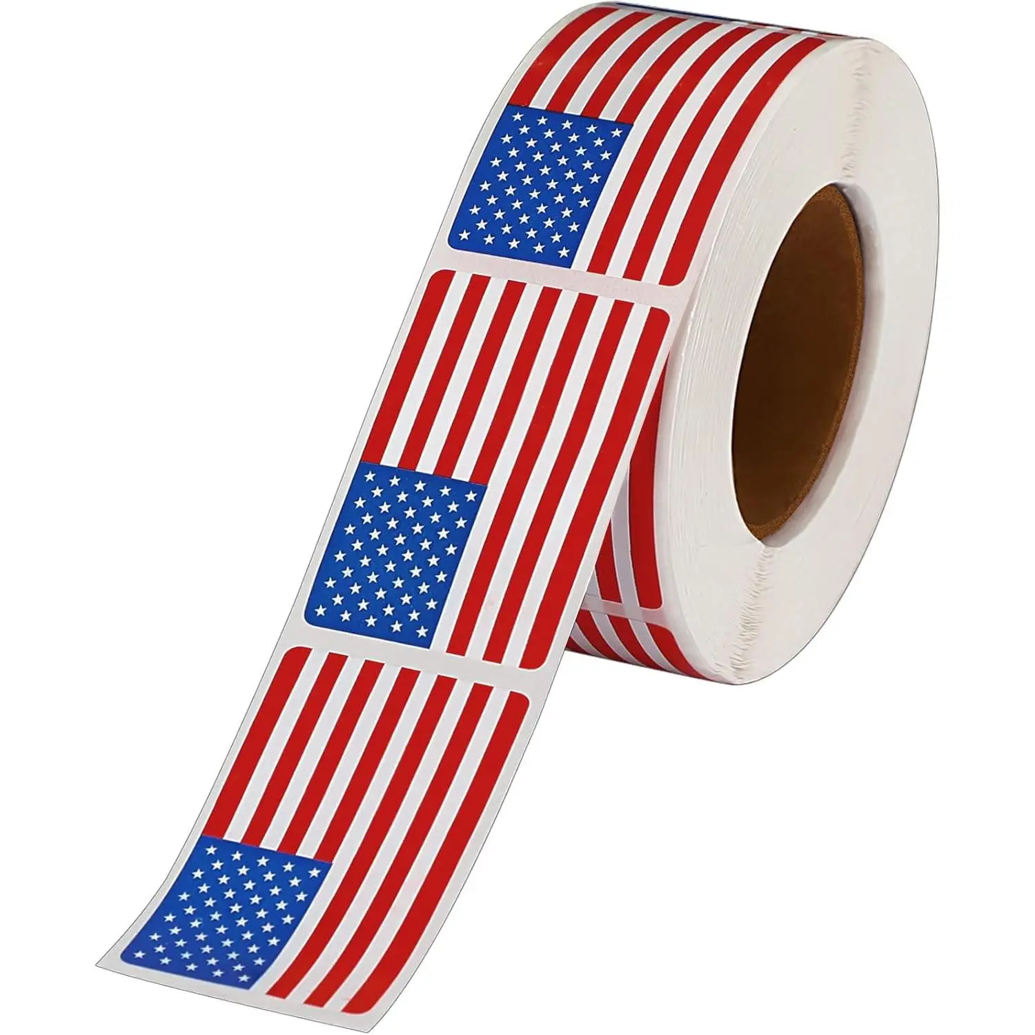 500 count  Flag Sticker Roll,2 x 1.22 Inch  Flag Decal,  Patriotic Stickers, Red White and Blue Stickers Adhesive Label for Memorial Day 4th of July