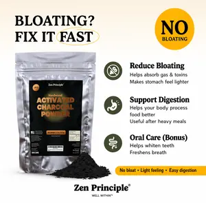 Zen Principle Hardwood Activated Charcoal Powder, Edible supplement, Oral Whitening - Kosher, Food Grade, Made in USA