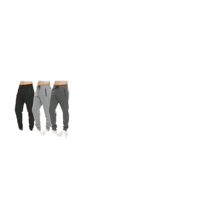 PURE CHAMP Mens 3 Pack Fleece Active Athletic Workout Joggers Sweatpants for Men with Zipper Pocket and Drawstring Size S-3XL
