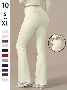 Women's Solid Color Long Pants, Tight Fit Sporty Sports Yoga Pants, Dance Slimming Long Pants, High Waist Casual Bottoms, Vintage Flare Pants, High Waisted Leggings, Plain Leggings
