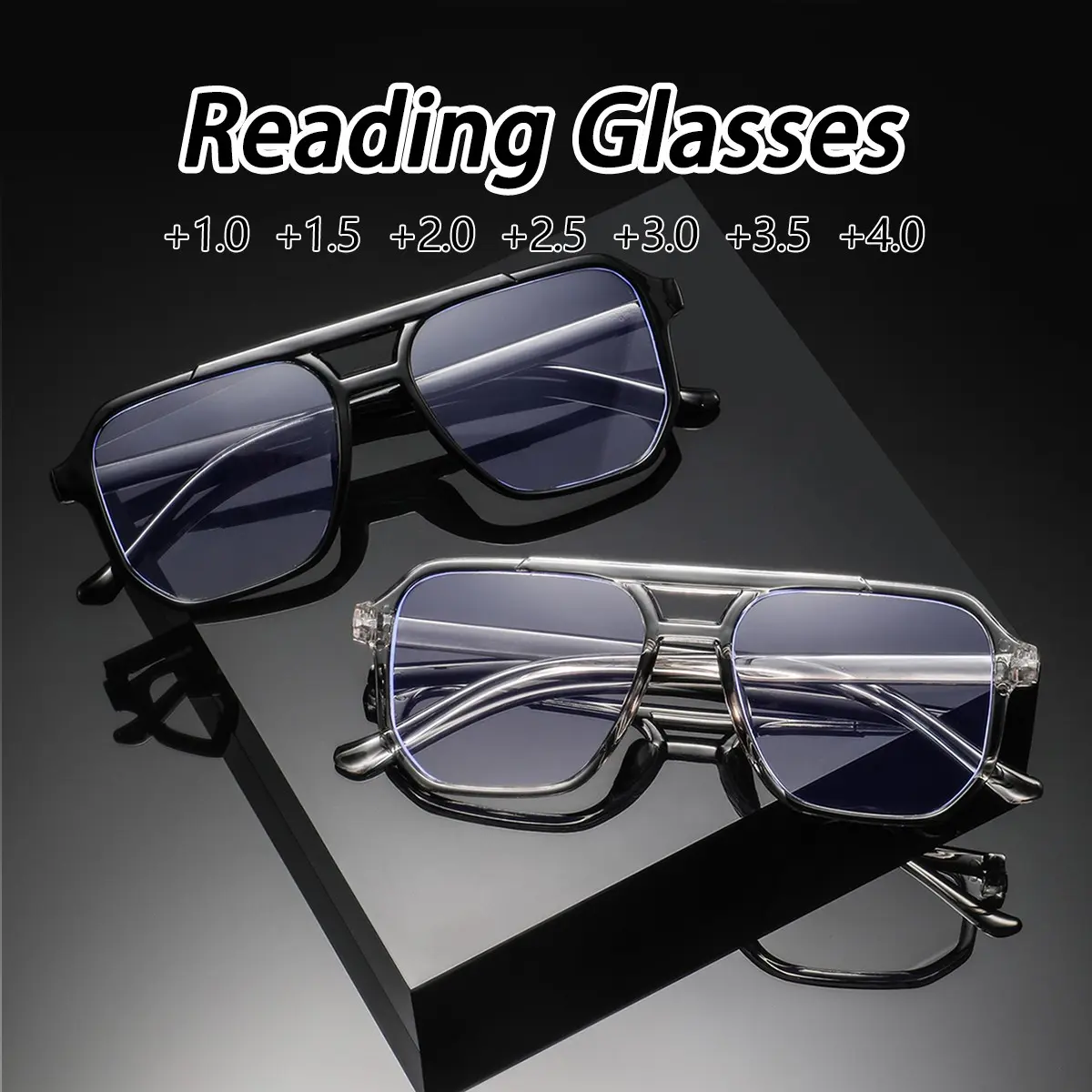 Men's Plastic Square Frame Reading Glasses, Trendy Japanese Style Lightweight Eyewear, Casual Fashion Old Age Readers, Lightweight Eyeglasses, Stylish Square Frames, Quality Eyeglasses, High Quality Eyewear, Lightweight Durable Glasses