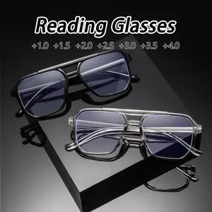 Men's Plastic Square Frame Reading Glasses, Trendy Japanese Style Lightweight Eyewear, Casual Fashion Old Age Readers, Lightweight Eyeglasses, Stylish Square Frames, Quality Eyeglasses