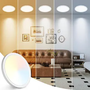 LED Ceiling Light, 3000K/3500K/4000K/5000K/6500K Adjustable Flush Mount Light Fixture,1500LM 15W Thin White Round Lamp for Hallway Kitchen Bathroom Bedroom