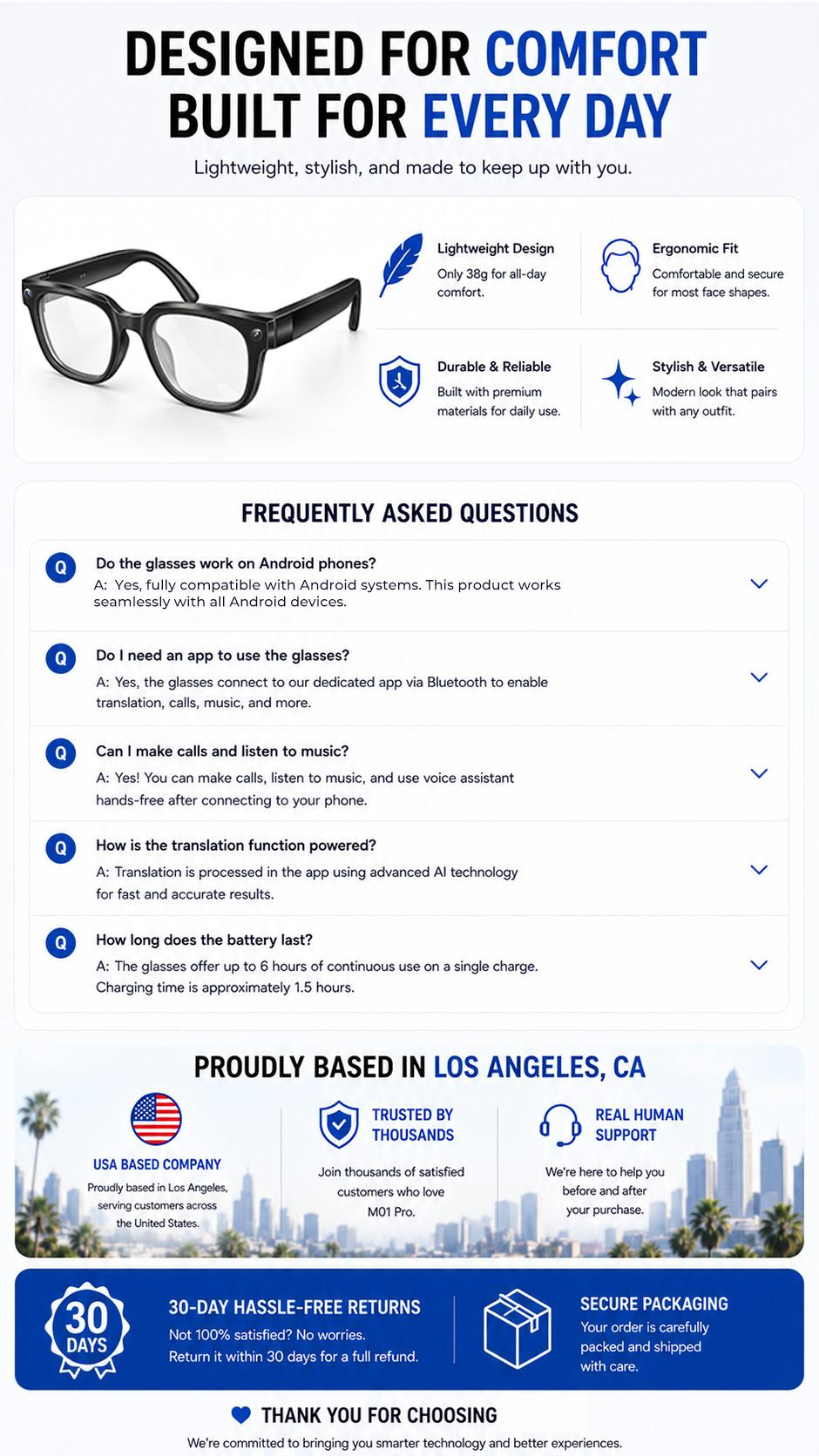 AI Smart Wearable Eye Glasses Camera - 8MP Digital Camera, Hands-Free Photo & Video Recording, Bluetooth Calls, Music Playback, App-Based Translation, Casual Minimalist Lightweight for Travel & Daily Use Cameraglasses smart glasses with camera glasses