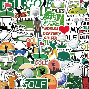 Golf Themed Sticker, 50pcs/set Cartoon Decorative Sticker, DIY Waterproof Decals for Water Bottle, Laptop, Phone Case, Scrapbooking, Journal Making, Shockproof