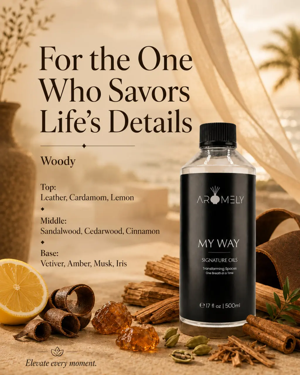 My Way by Aromely – Inspired by: 1 Hotel | Home Fragrances Aromatherapy Essential Scent Woody Oil, Lemon, Cinnamon Oil Incense, Floral, Fragrance Oil Aroma