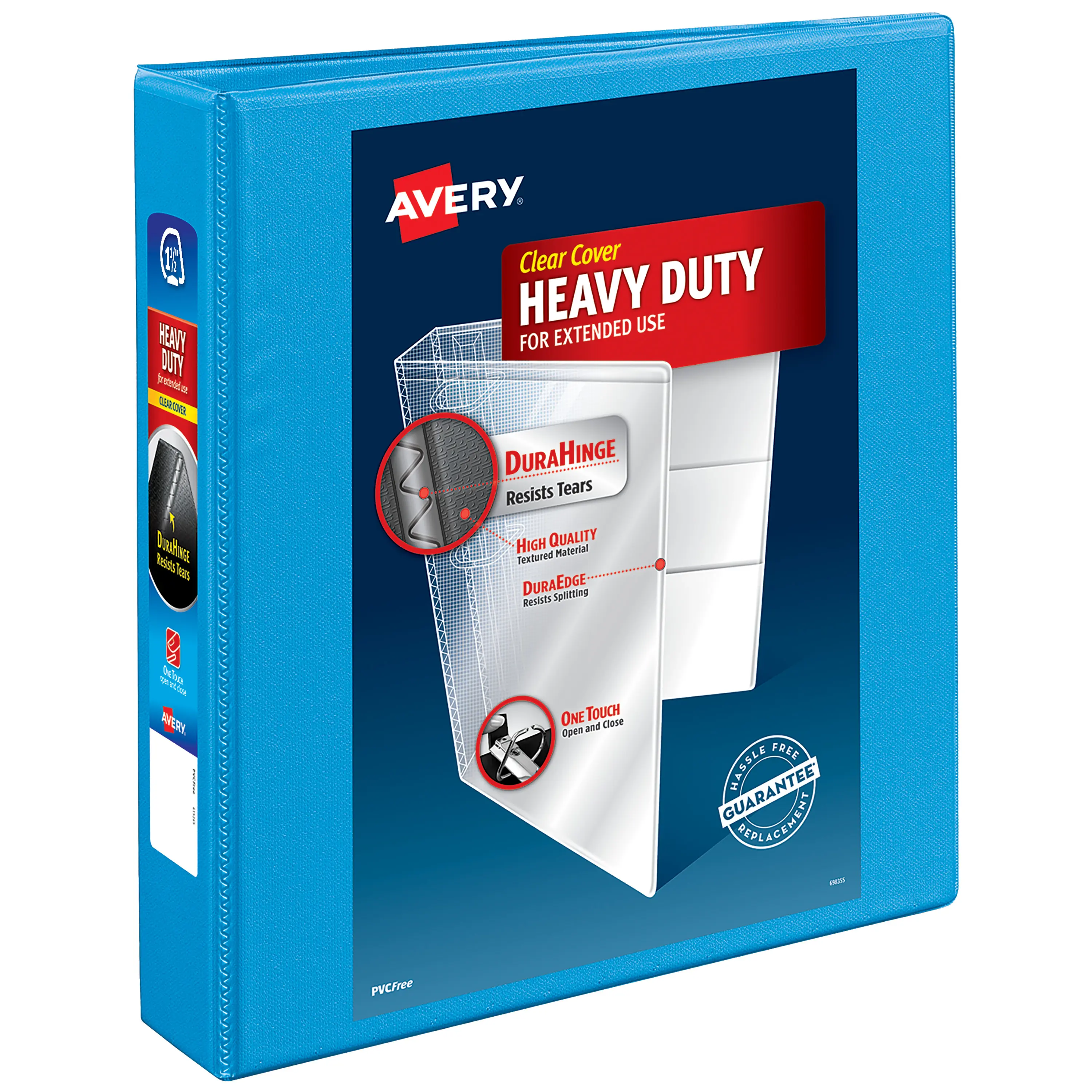 Avery Nonstick Heavy-Duty View Binder, 1.5" One Touch Slant Rings, 1 Light Blue Binder (05401)