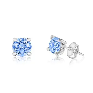 December Crystal White Gold Palladium Plating Hypoallergenic Kids Screwback Stud Earrings Surgical Titanium Posts