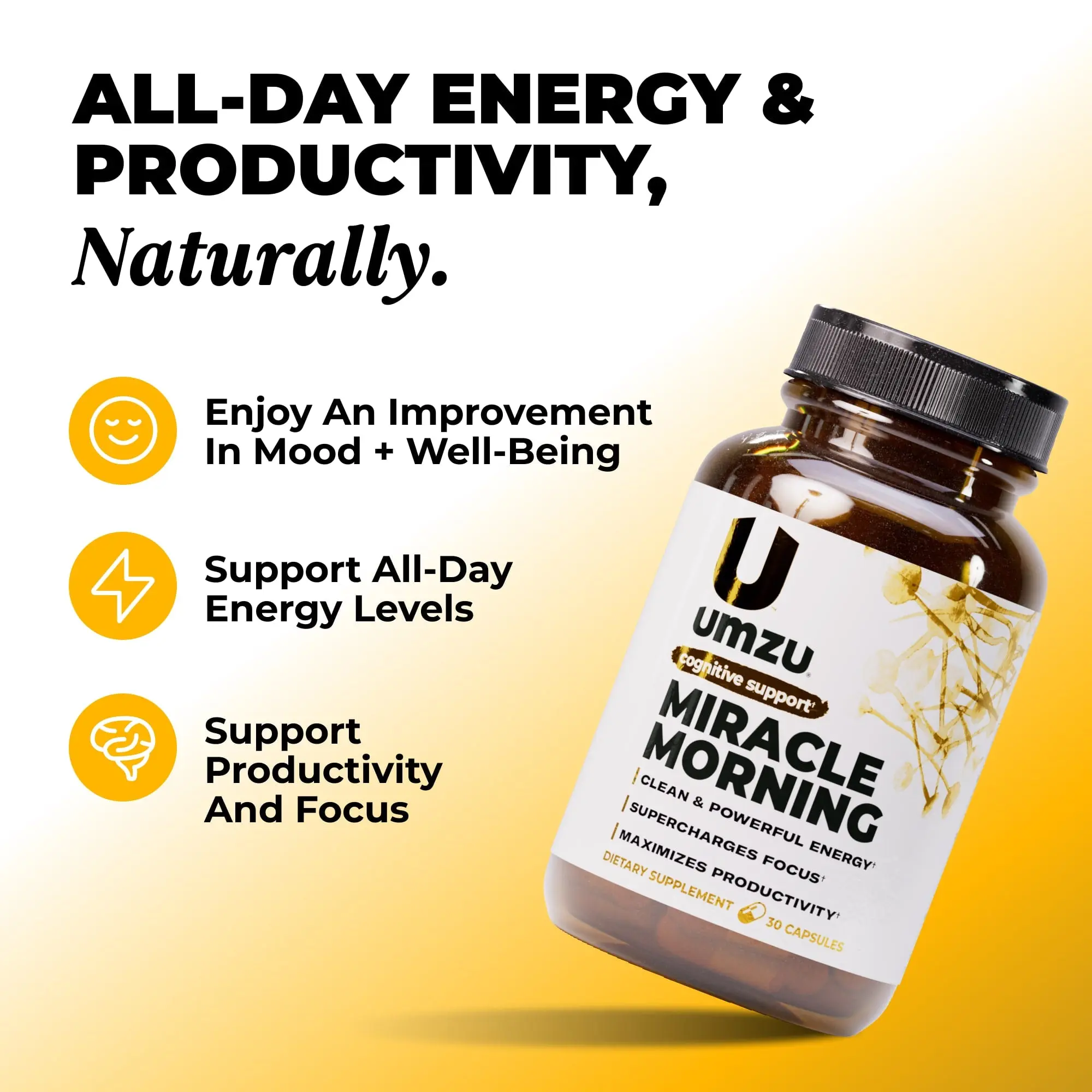 UMZU Miracle Morning - Boost Energy Mood & Focus with Natural Ingredients for All Day Productivity