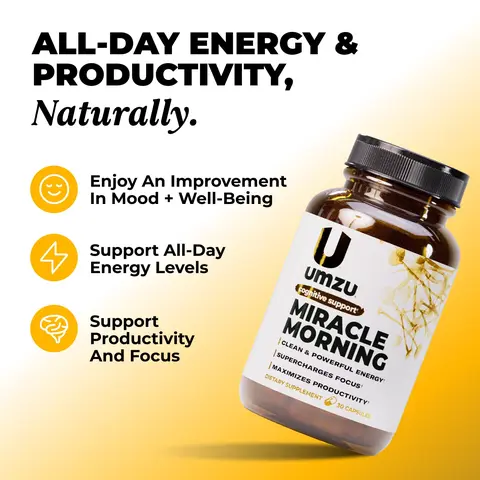 UMZU Miracle Morning - Boost Energy Mood & Focus with Natural Ingredients for All Day Productivity