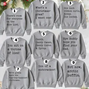 Elf Movie Sweatshirts Ver 1, Funny Elf Quotes For X-mas, Elf Movie Quote Sweatshirts, Family Christmas Matching Sweats, Family Christmas With Quotes