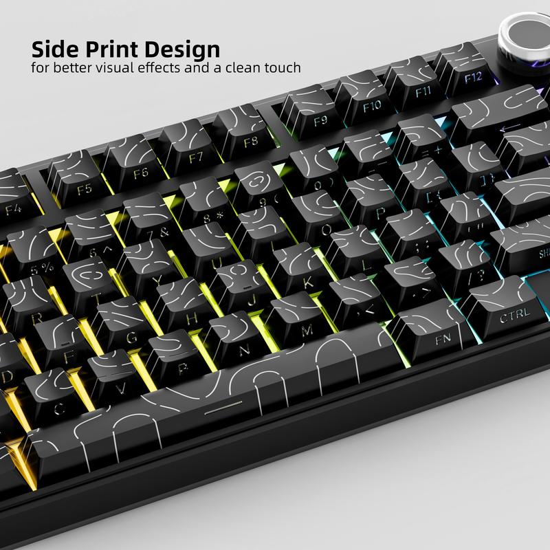 Minimalist Theme Side Engraved Translucent Keycap, Full Five Sided Heat Sublimation Keycap, Keyboard Accessories for Gaming