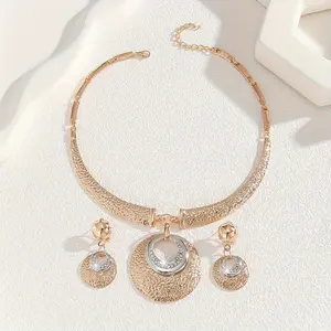 2026 14K Gold Plated  Spiral Jewelry Set Necklace Earrings Wedding Party November Birthstone Gift