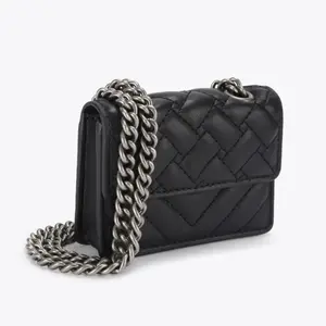 Women's Fashion  Textured Chain Strap Shoulder  Bag Embroidery Shoulder Bag -Glossy Leather Crossbody with Chain Trendy Satchel for Bag Lovers