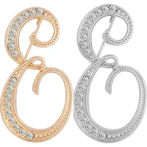 2 pieces letter brooch pins for women fashion 26 letters Gold-plated silver-plated Color for men Women's alphabet initial brooches pin for clothing Christmas stockings bulk