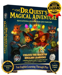Dr. Quest's Magical Adventure–Educational Board Game for Kids Ages 6-9 – Spelling & Grammar Learning Game for Early Elementary | 180 Questions | Screen-Free Homeschool & Family Game | 2-6 Players