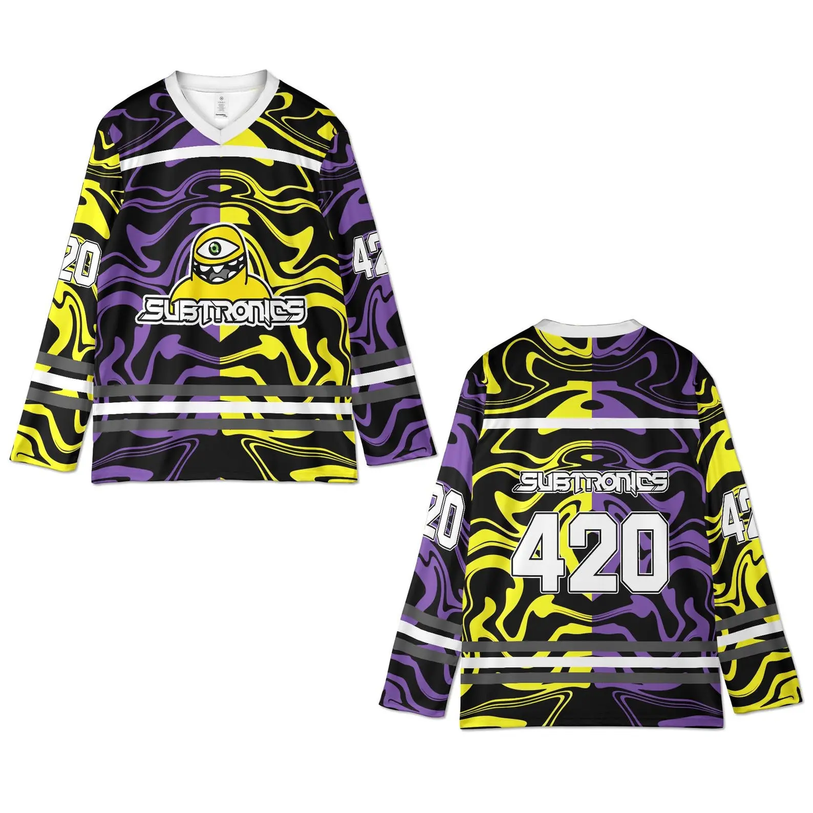 Subtronics Rave Jersey, Bass Music Hockey Shirt, Trippy Swirl EDM Festival Outfi