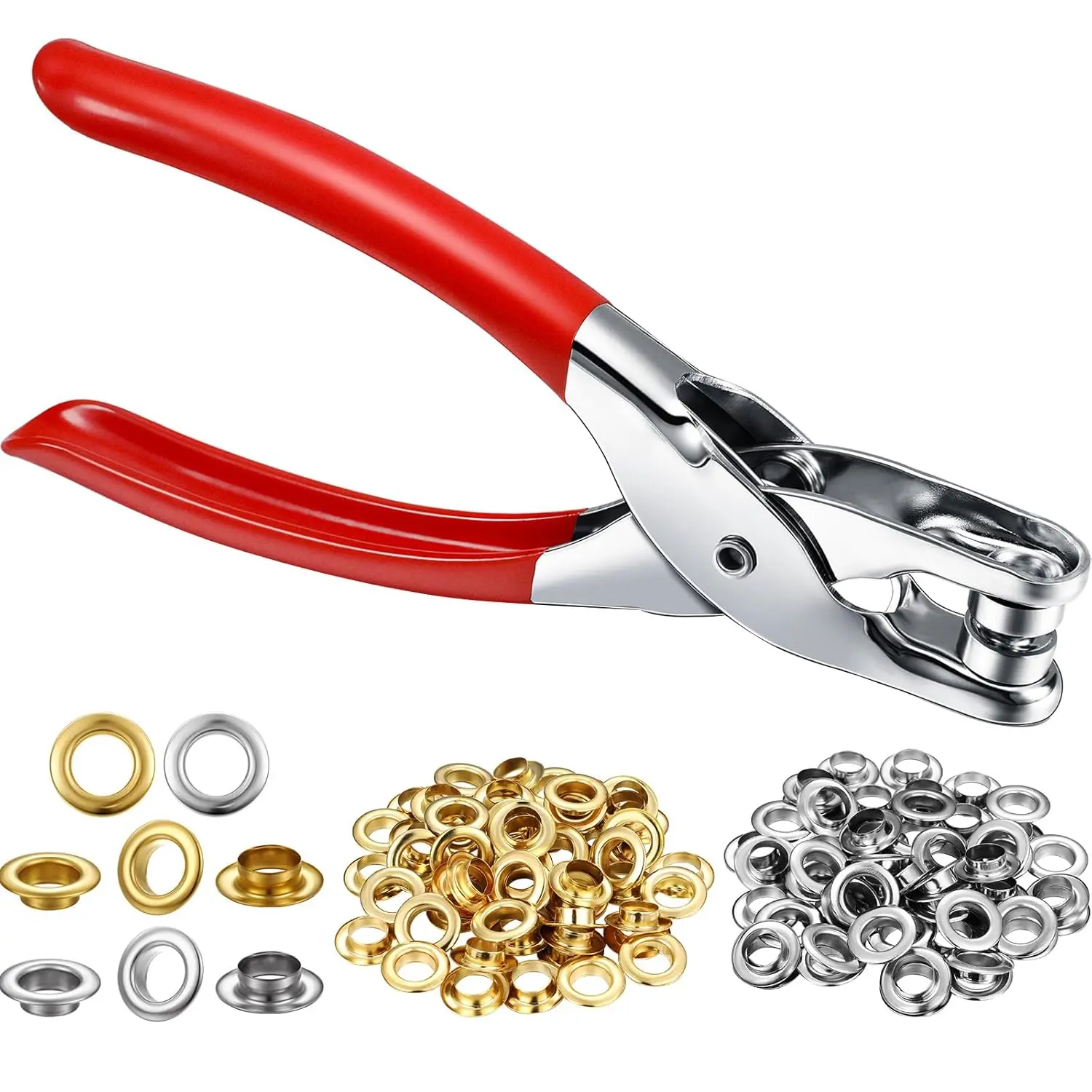 301 Pcs Grommet Eyelet Pliers Tool Kit, Fabric Leather Hole Eyelets and Grommets Punch Pliers with 300 Metal Eyelets for Belt Shoes Cloths
