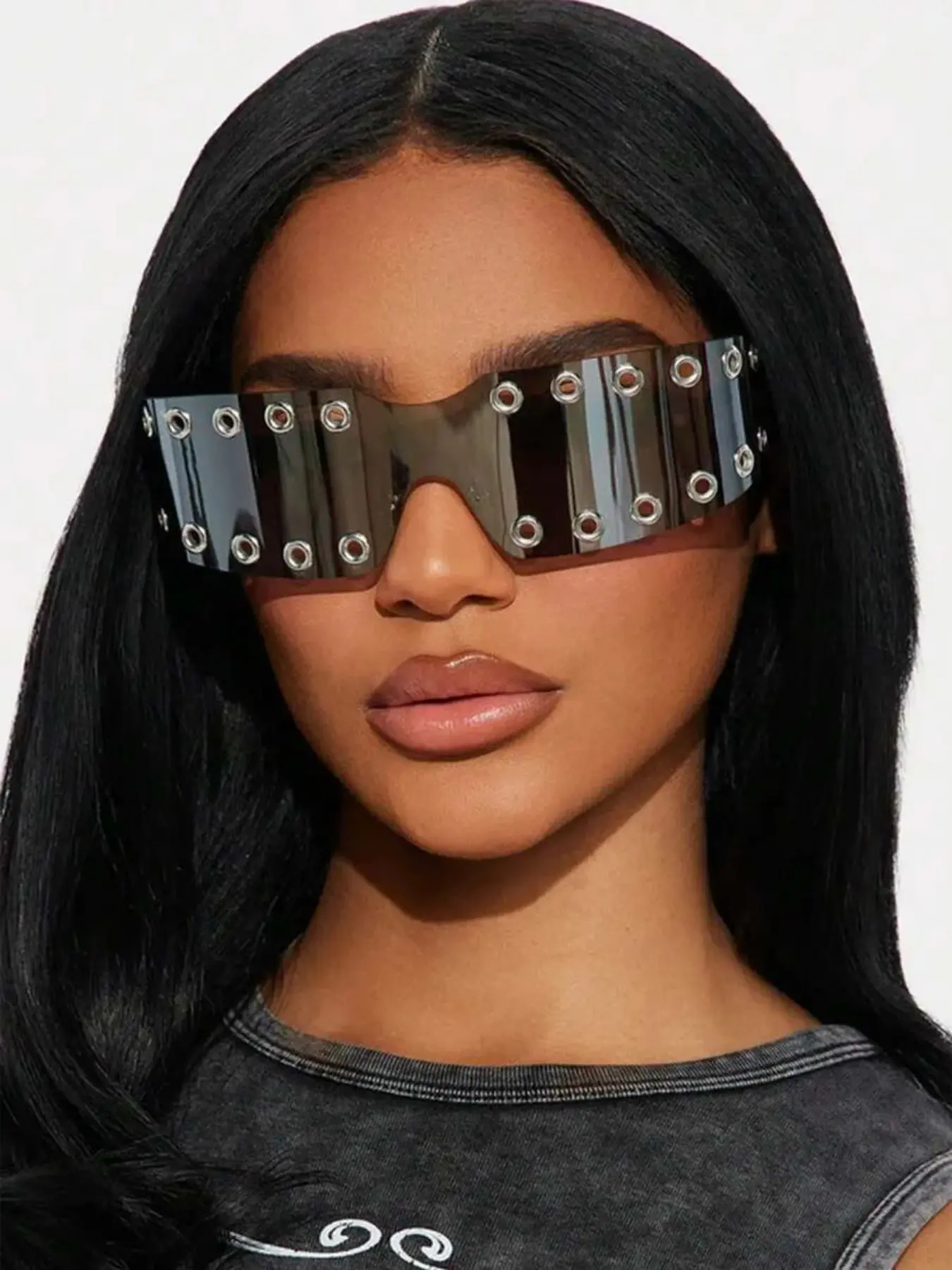 Unisex Cyberpunk Y2K Fashion Glasses, Frameless Design, Lightweight Comfort, Versatile Future-Style Look, Perfect for Daily, Travel, Parties, Campus Events, Fashion Eyewear, Futuristic Sunglasses