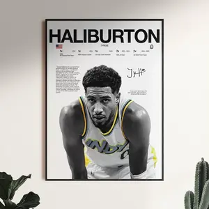 Tyrese Haliburton Poster, Basketball Star Wall Print, Sports Decor Artwork, Gift for Basketball Fans