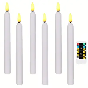 6-Pack LED Remote Control Candles, Adjustable Brightness, Flashing Holiday Decorations, Uses 2 Aa Batteries (not Included)