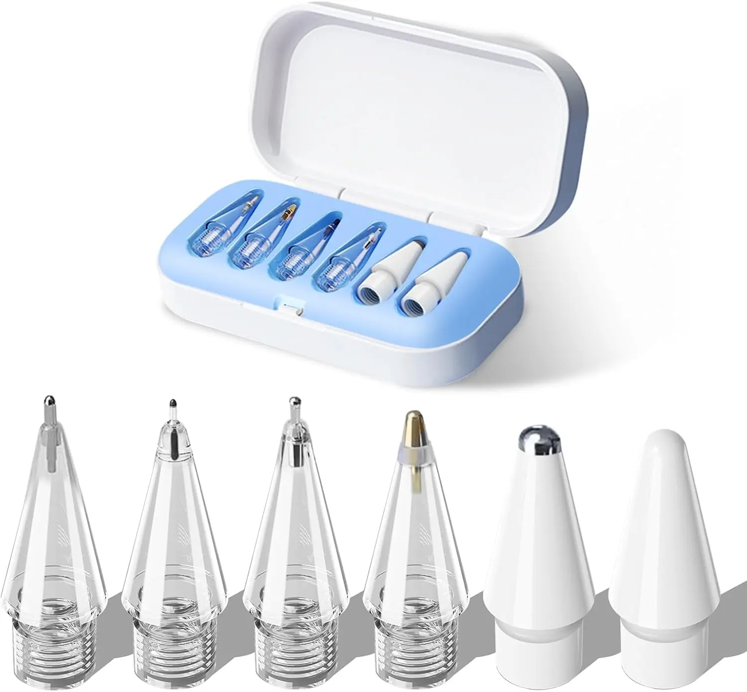 Blue 6 in 1 Replacement Pencil Tips for iPad Pro/2nd Gen/1st Gen/USB-C Upgraded with Storage Case  Control & Wear-Resistant Copper Conductor