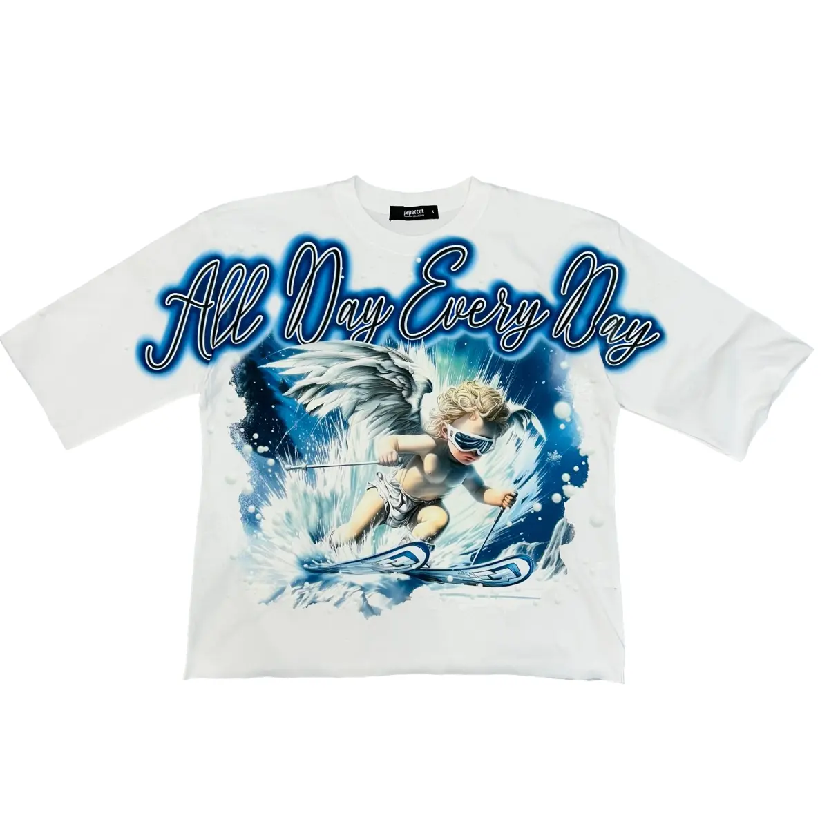 PAPERCUT | ALL DAY EVERY DAY ANGEL GRAPHIC CROPPED TEE - WHITE