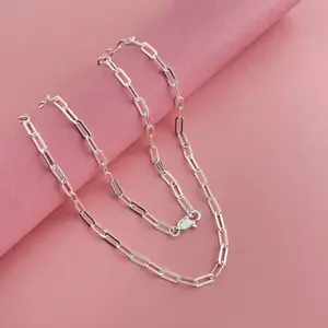 925 Sterling Silver Plated 3.5 MM Dainty Necklaces for Men Women , Curb Link, Paperclip Chains | Trendy Necklace with Lobster Clasp 19.68/23.62Inch