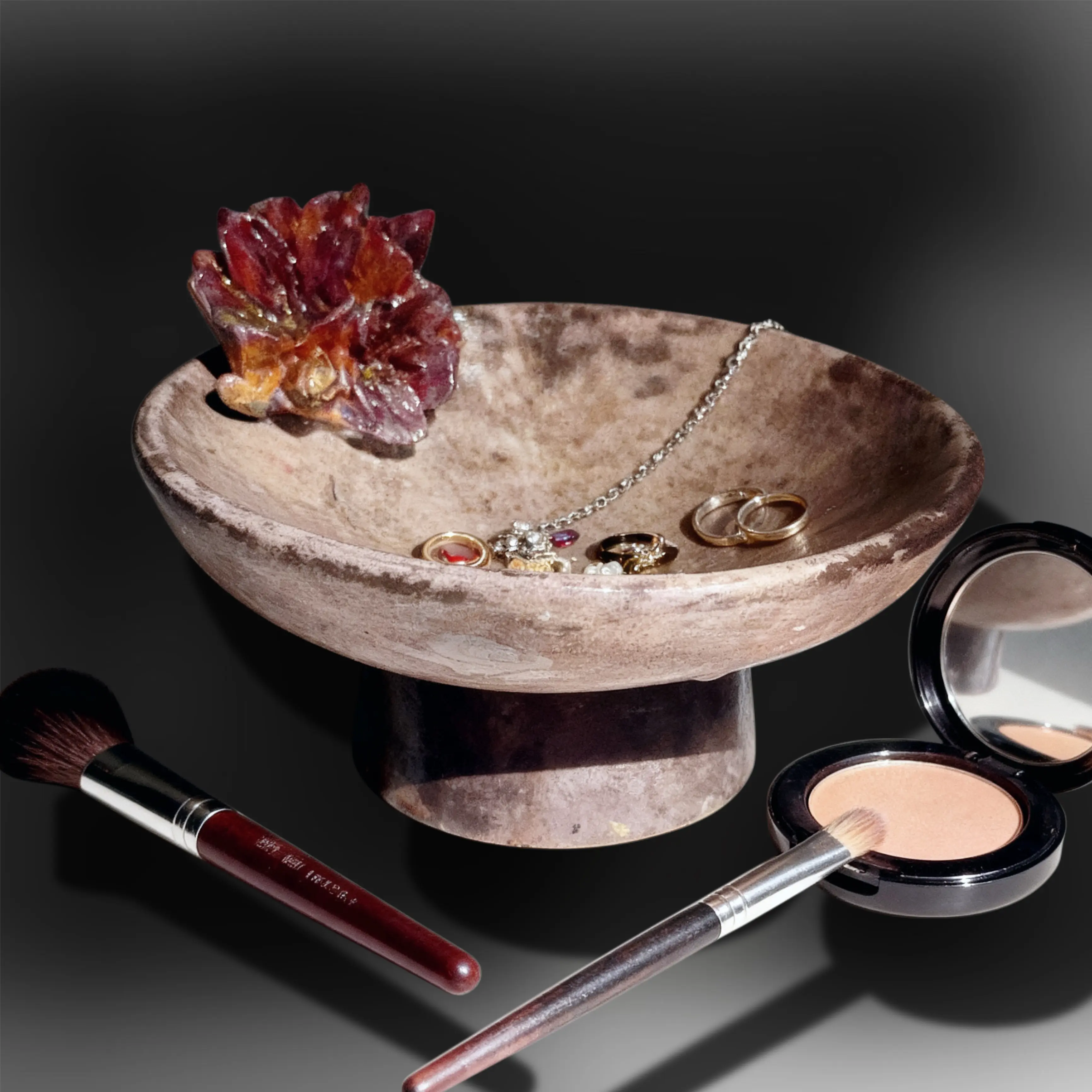 Concrete Ceramic Tray for Bar Soap, Makeup Organizer & Ring Holder | Minimalist Home Decor