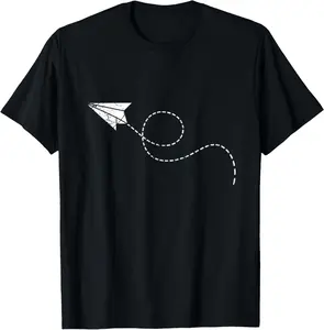 100%cotton White Paper Airplane Paper Plane T-Shirt-1