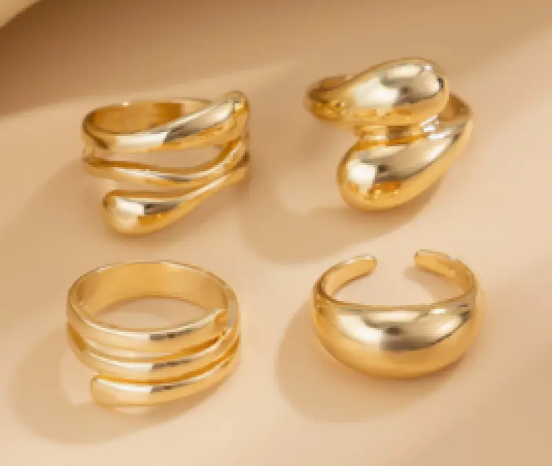 Women's 4-Piece Hip Hop Costume Ring Set - Smooth, Irregular, Joint Fashion Accessories