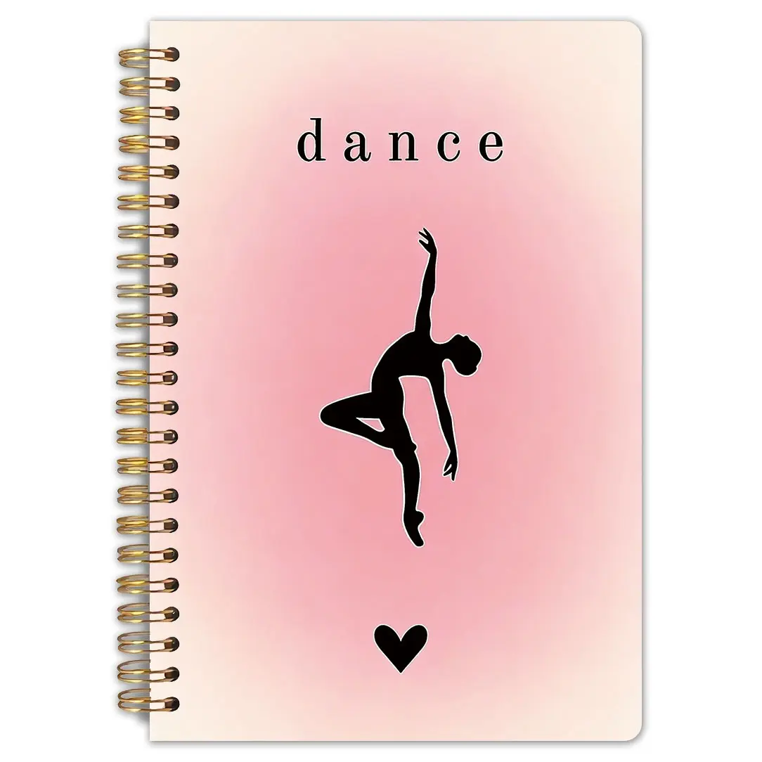 1 Dance Silhouette Theme - Coil Notebook, 5.5x8.3 inches, high-quality inner pages, gift for ballet enthusiasts, diary for dance classes, notebook for performance records, durable binding