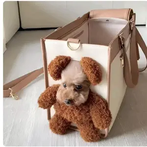Cozy Pet Carrier for your fury BFF - Stylish Beige Travel Bag with Secure Straps & Comfortable Design for Small Dogs