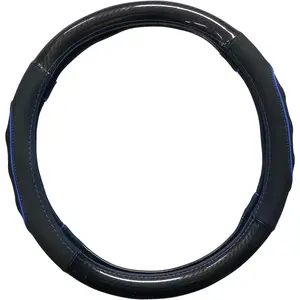 15 Inch Universal Carbon Fiber Style Steering Wheel Cover, Anti-Slip Rubber Grip with Raised Particles, Comfortable Feel, for  Steering Wheel Protection (Carbon Blue)