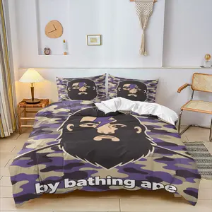 2/3 PCS A BATHING APE Themed Comforter Set, trendy Bedding Set, soft and Warm Bedding, all-season Home Décor, Filler-free