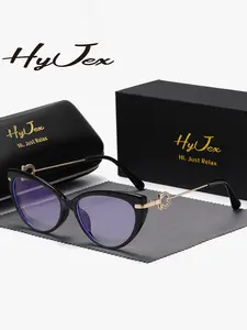 HyJex 1 Piece Unisex Elegant And Charming Full Frame Plaon Glasses Show Intellect Cat Eye Frame Plaon Glasses