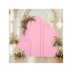 Pink-5ft-81x153cm Wedding Arch Cover Spandex Fitted Arch Stand Covers 2-Sided Design Half Moon Shape Backdrop Stands Cover For Wedding Baby Shower Birthday Party Ceremony Decoration Banners Hand