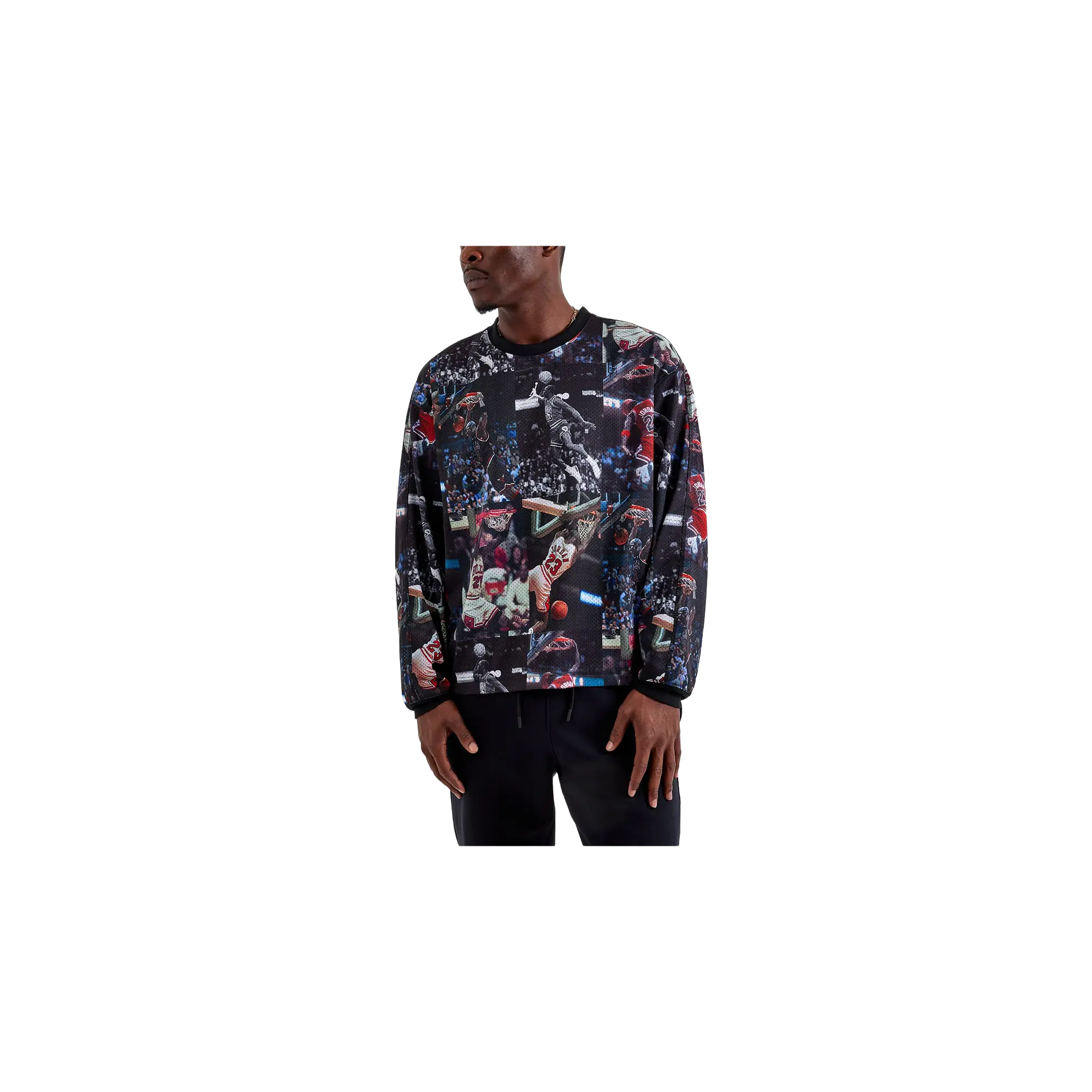 Jordan All Over Print Crewneck Shirt "Black / White" IF1831 010