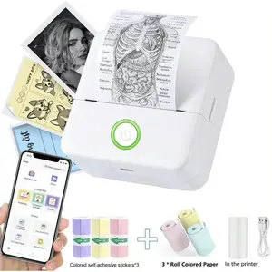 Portable Mini Printer, 1 Set USB Powered Wireless Label Printer with Paper, Small Pocket Printer for Notes & Children DIY Crafts, Compatible with iOS & Android