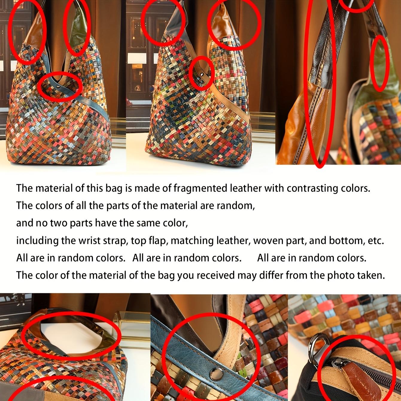 Large Colorful Woven Hobo Bag - Boho Braided Vegan Leather Shoulder Bag - Spacious Multi-color Patchwork Handbag for Women's Daily & Vacation