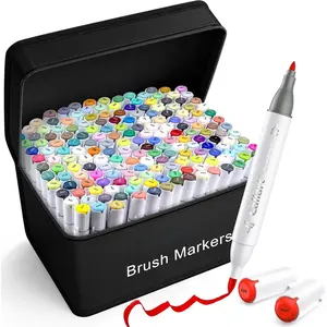 180 Colors  Markers Brush Tip, Dual Tip Artists Coloring Markers Set Brush & Fine, Permanent  Based Colored Sketch Pens, Art Supplies Gifts for Adults Illustration Drawing
