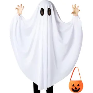 X-CPA14   Ghost Costume for Kids,White Ghost costumes with Pumpkin Bag, Spooky Halloween for Boys Girls Toddler
