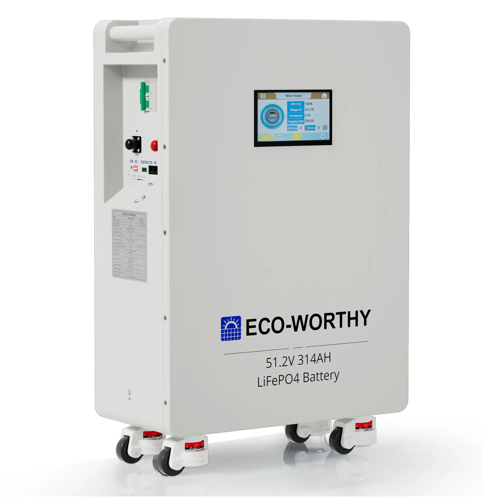 ECO-WORTHY 16.07kWh 48V 314AH LiFePO4 Battery Vertical Standing Solar Backup UPS ECO-WORTHY 16.07kWh 48V 314AH LiFePO4 Battery Vertical Standing Solar Backup UPS