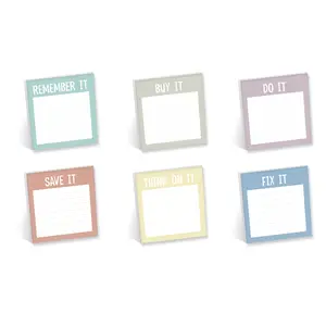 Colorful to Do Sticky Note Assortment / 3" x 3" Vibrant Repositionable Sticky Notes/Set of 6 Motivational Phrase Pads/Made in The USA
