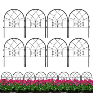 8Pcs Metal Garden Fence Panels, Decorative Garden Fencing for Yard and Flower Beds, Easy Install Animal Barrier and Pet Fence