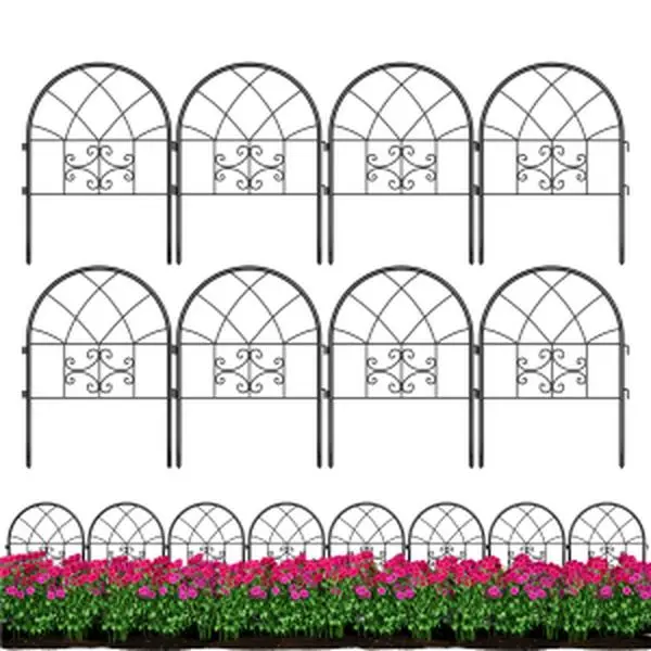 8Pcs Metal Garden Fence Panels, Decorative Garden Fencing for Yard and Flower Beds, Easy Install Animal Barrier and Pet Fence